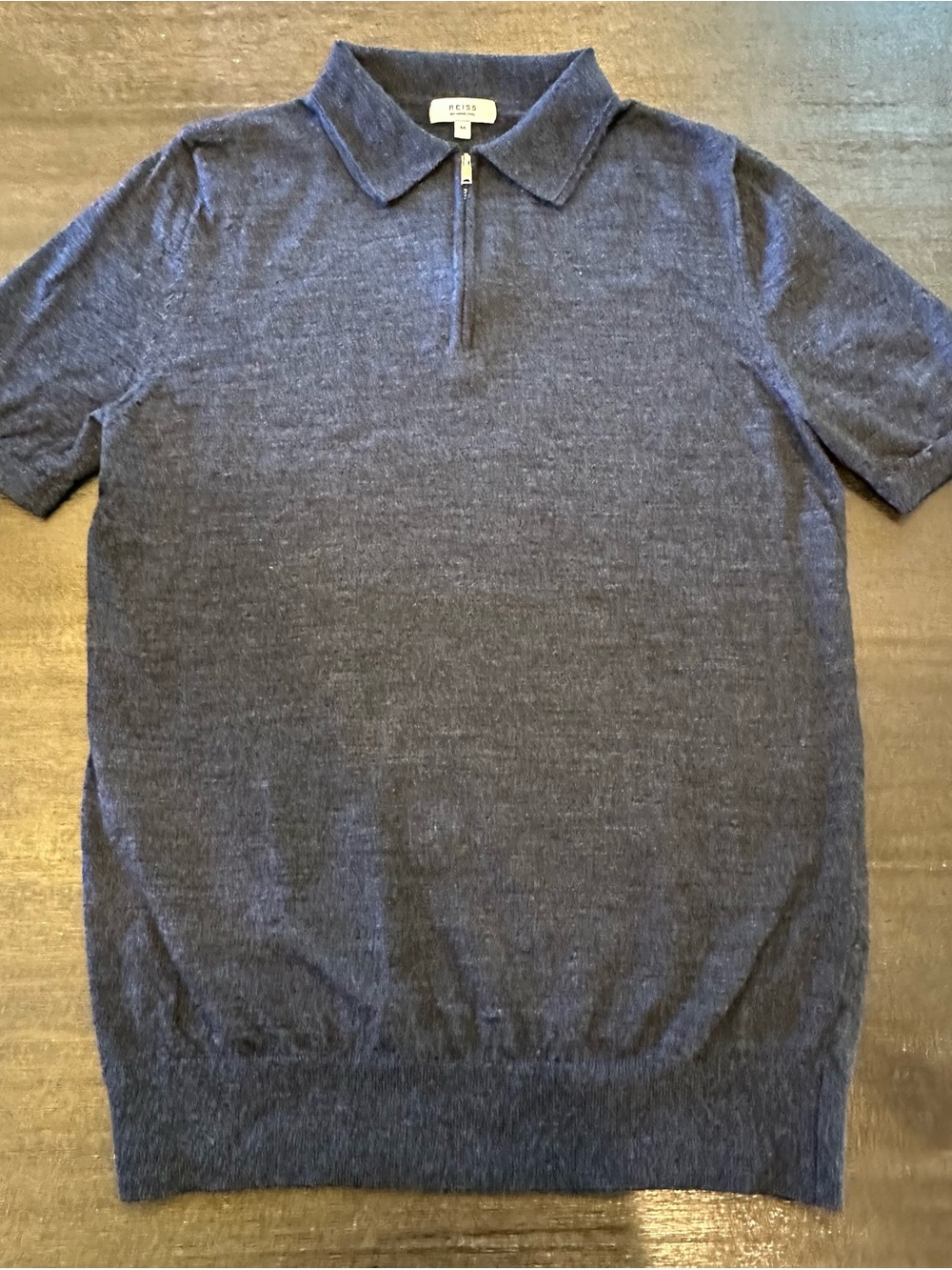 Reiss Men's Navy Half-Zip Short Sleeve Polo